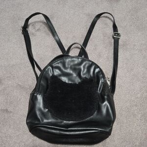 Black Backpack with Furry Detail